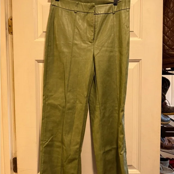 7 For All Mankind Olive Green Leather pants - Picture 1 of 5